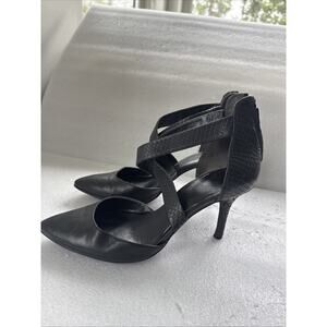 Enzo Angiolini Black Heels Ankle Strap Pump Leather Size 9 Women’s Dressy Party